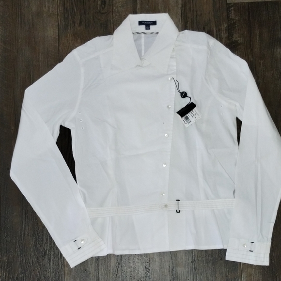 Burberry Tops - Burberry Asymmetrical Ivory Button-Up Shirt